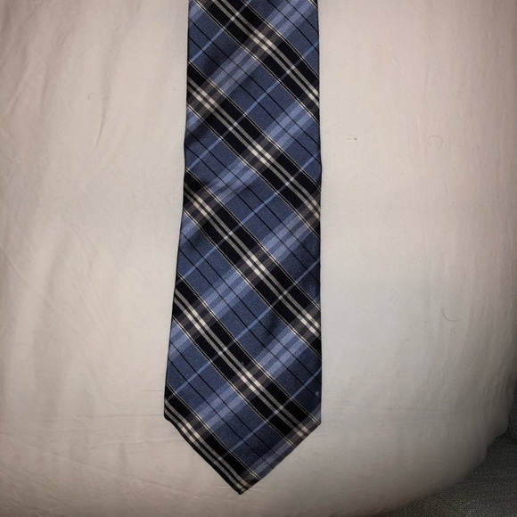 Men’s Blue Burberry London Silk Plaid Tie - Picture 1 of 2